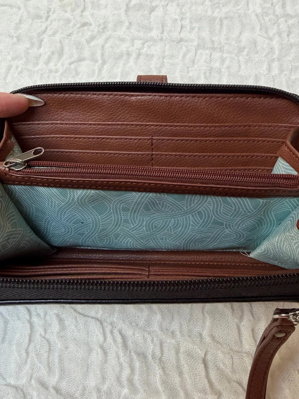 The Sak Smartphone Black and Brown Leather Wristlet